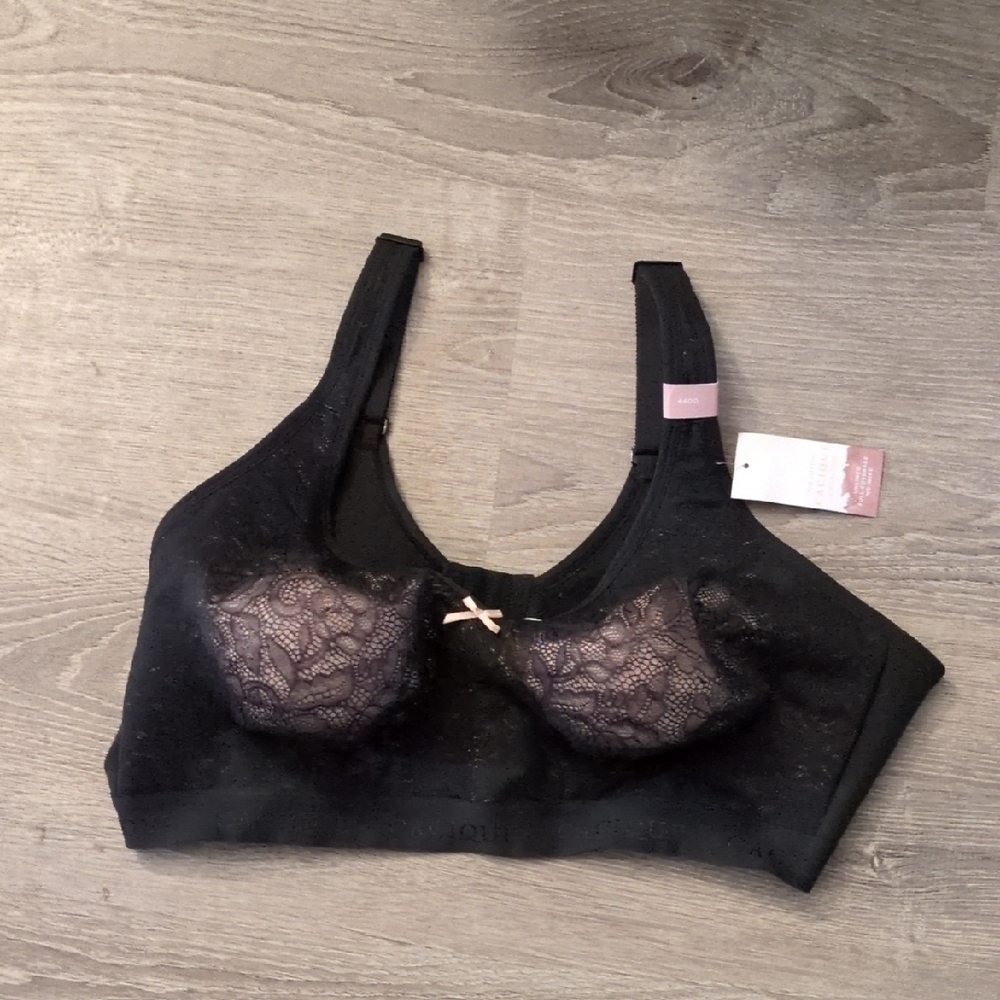 Cacique Black The Cotton Collection Unlined Full Coverage No Wire Size 44DD